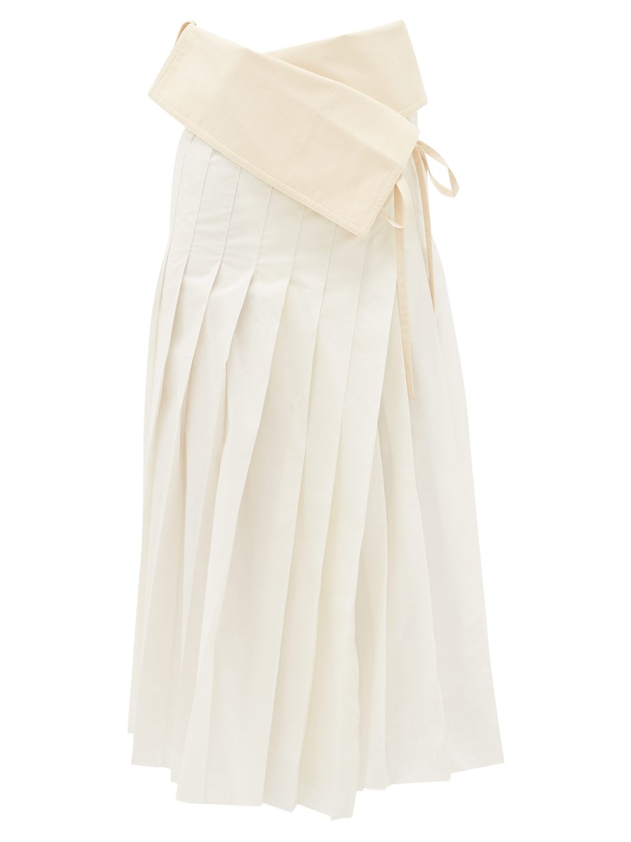 White Asymmetric pleated cotton-blend taffeta skirt | Moncler Genius ...
