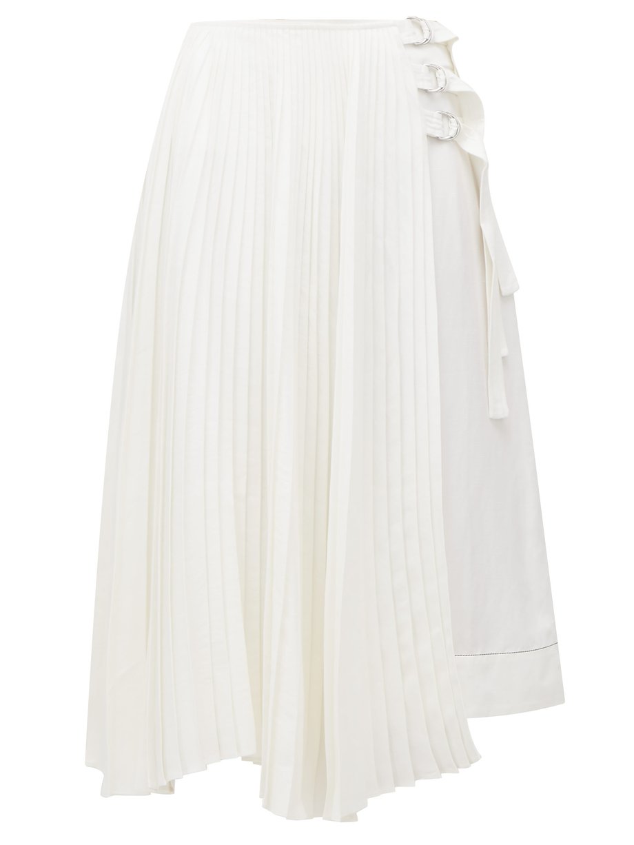 white pleated skirt chiffon