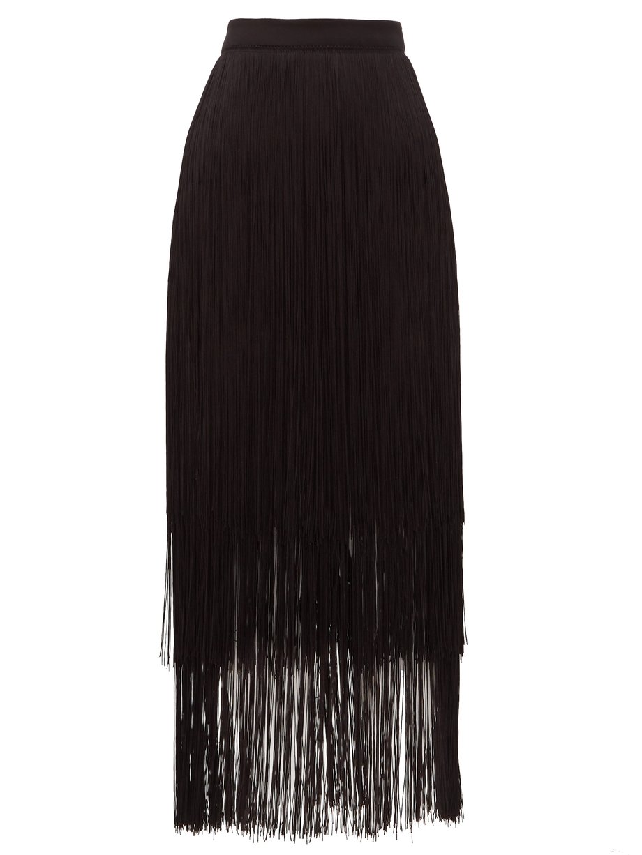 Black Long-fringe midi pencil skirt | Raey | MATCHESFASHION US