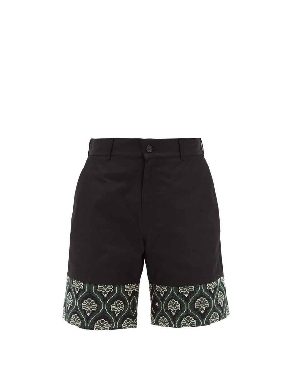 Black Embroidered-hem poplin shorts | Adish | MATCHESFASHION AU