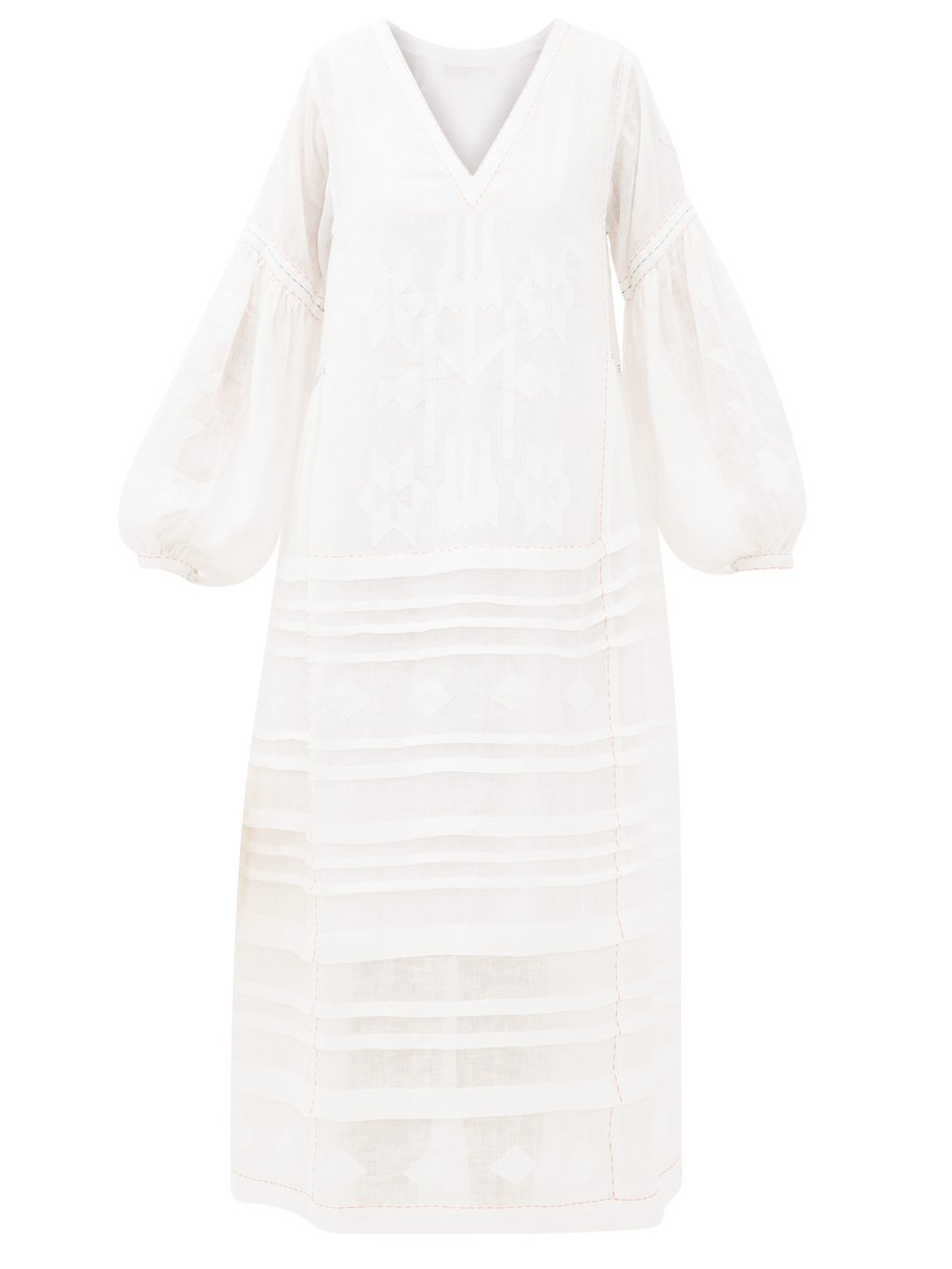 Vita Kin White Neptune pintucked linen dress | 매치스패션, 모던 럭셔리 온라인 쇼핑
