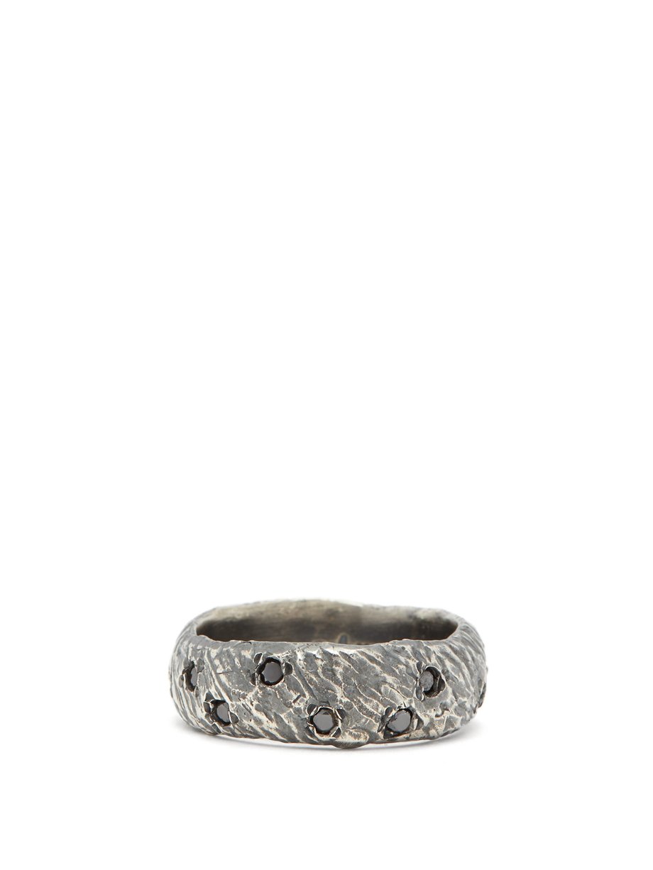 Diamond Oxidised Sterling Silver Band