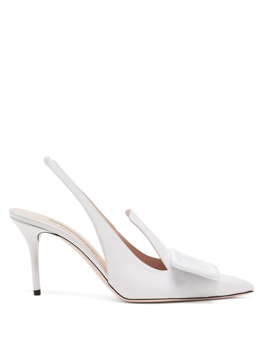 White Buckle grosgrain and leather slingback pumps | Emilia Wickstead ...