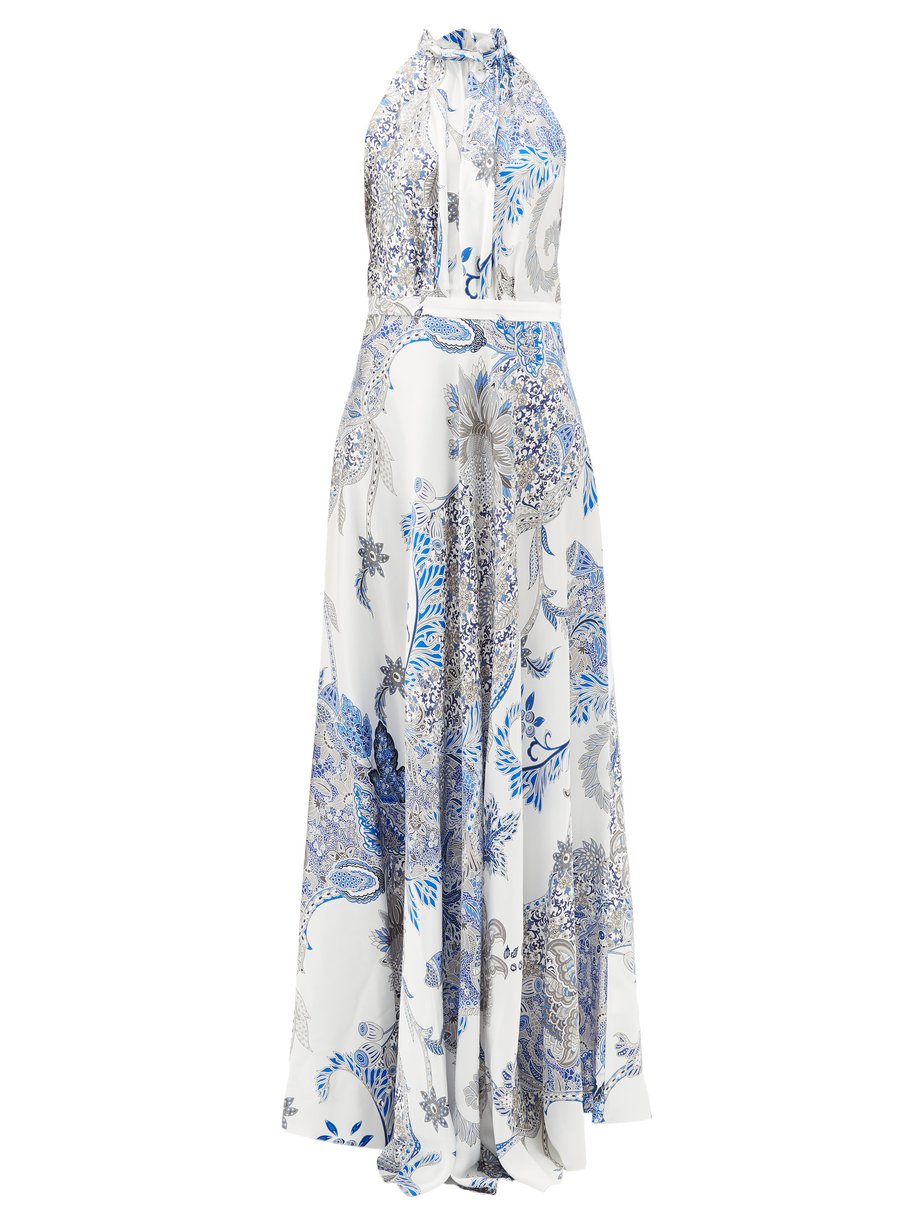 Print Giovanna floral-print silk-satin maxi dress | Raquel Diniz ...