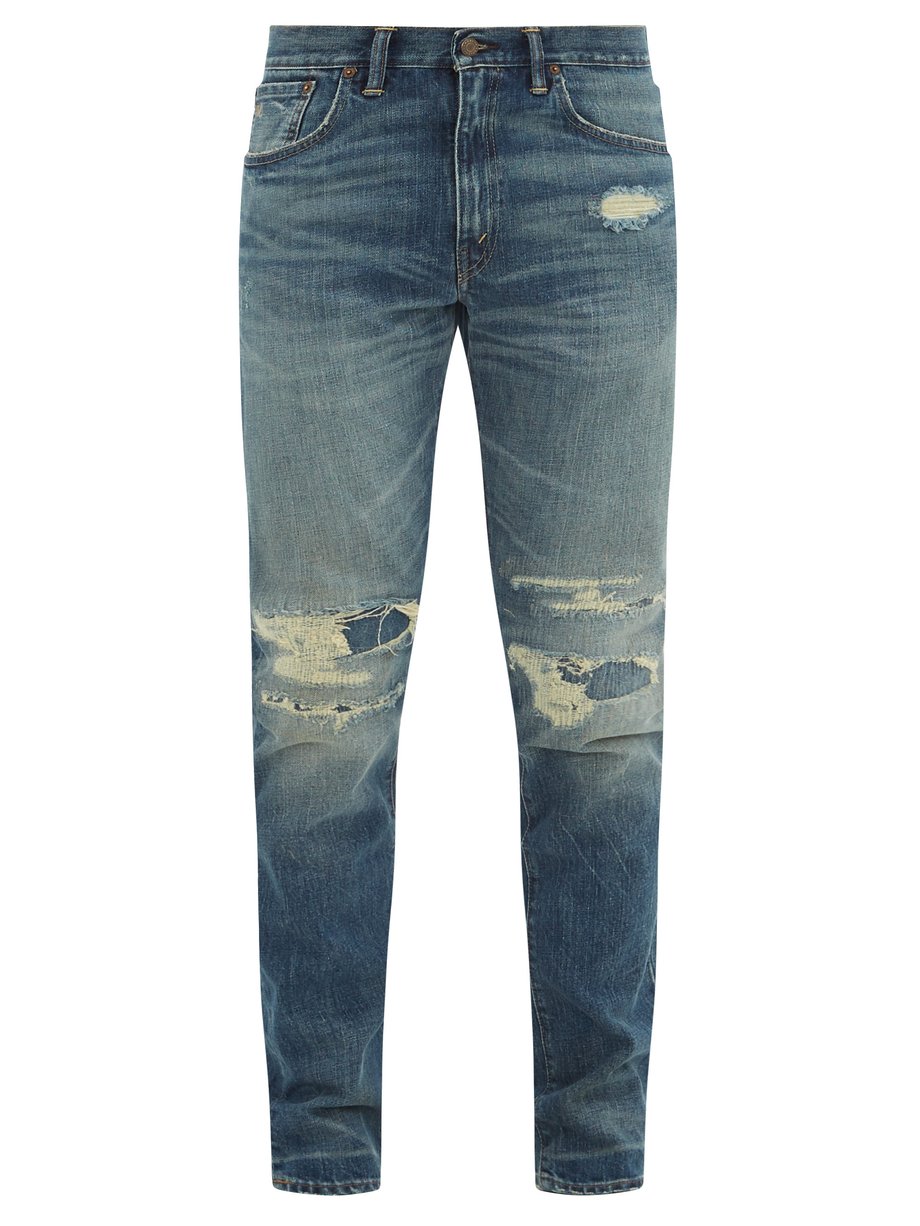 Blue Distressed cotton-denim jeans | RRL | MATCHESFASHION AU