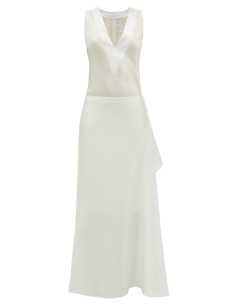 White Hermosa draped cotton-blend satin dress | Albus Lumen ...