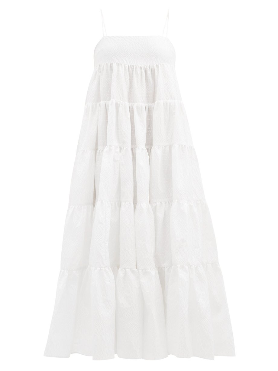 White Eloisa tiered taffeta dress | Cecilie Bahnsen | MATCHESFASHION AU