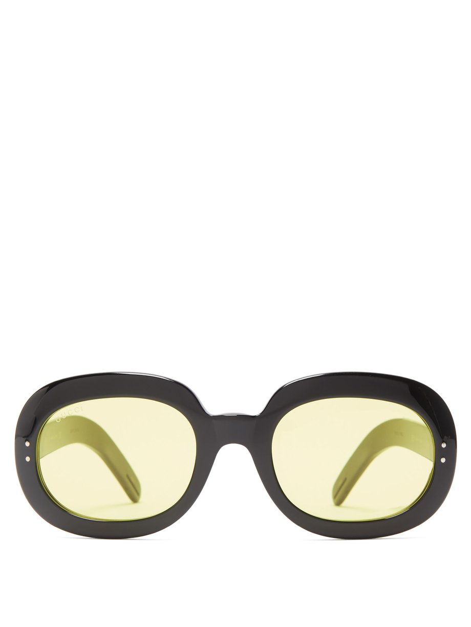 Black Oval acetate sunglasses | Gucci 