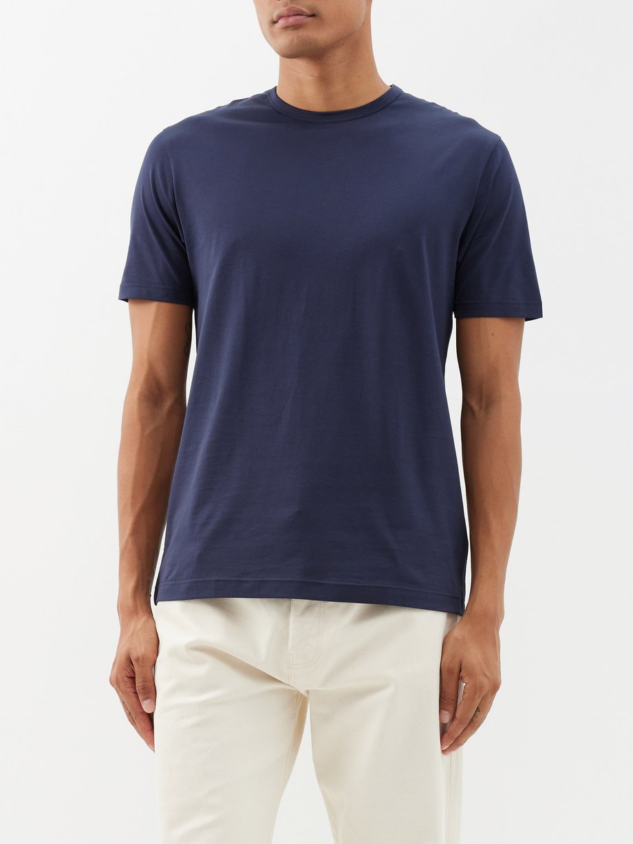 Navy Pima-cotton jersey T-shirt | Sunspel | MATCHESFASHION US