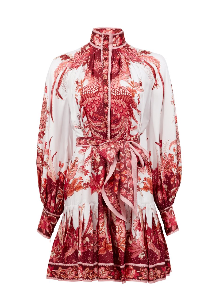 Zimmermann ジマーマン ウェーブレングス シルクツイルミニドレス Pink Print Matchesfashion マッチズファッション