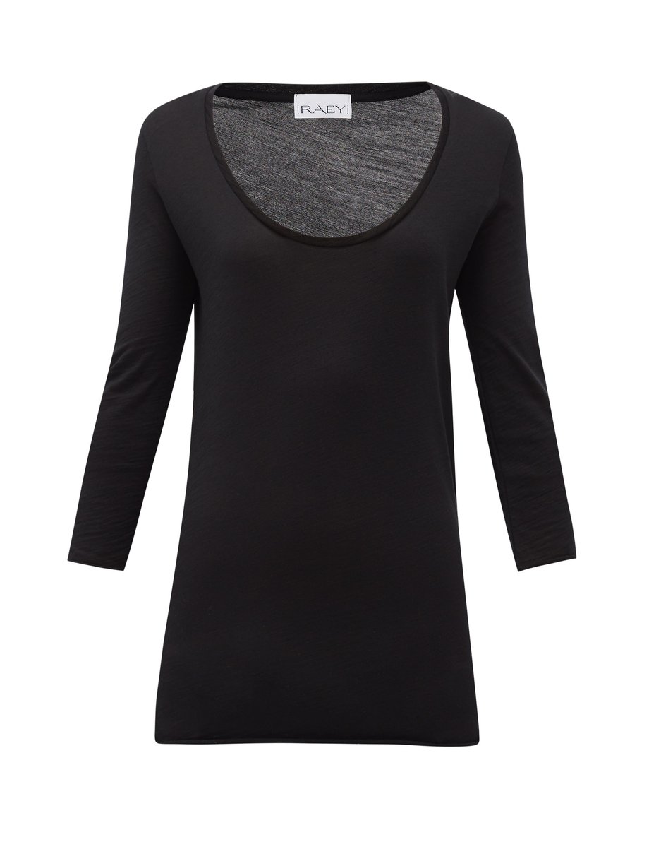 Black Scoop-neck wool-jersey T-shirt | Raey | MATCHESFASHION UK