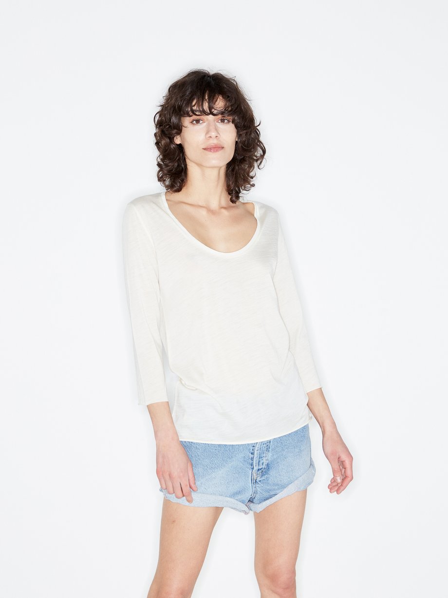 MATCHESFASHION Women Clothing Loungewear Sweats Womens Ivory Scoop-neck Cotton-jersey T-shirt 