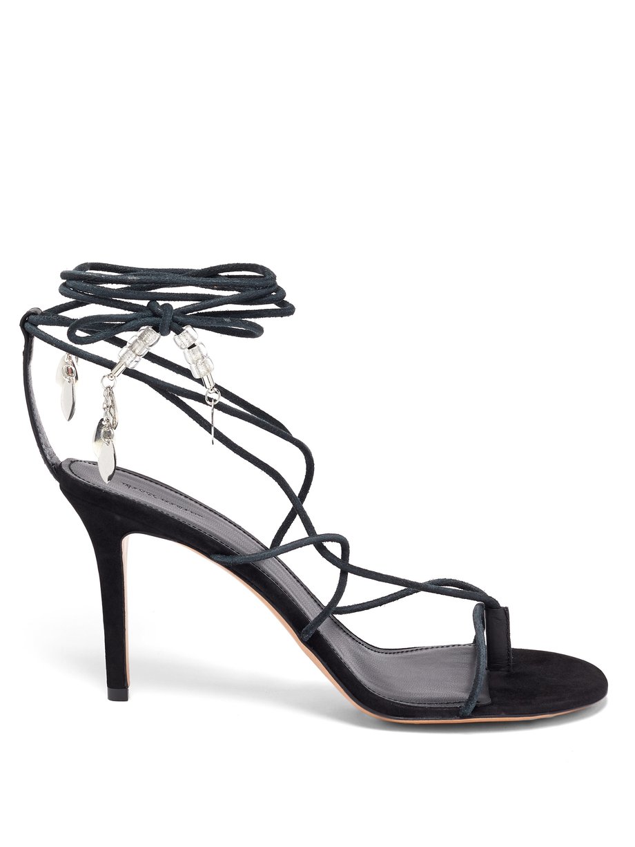 Black Askee bead-embellished rope and suede sandals | Isabel Marant ...