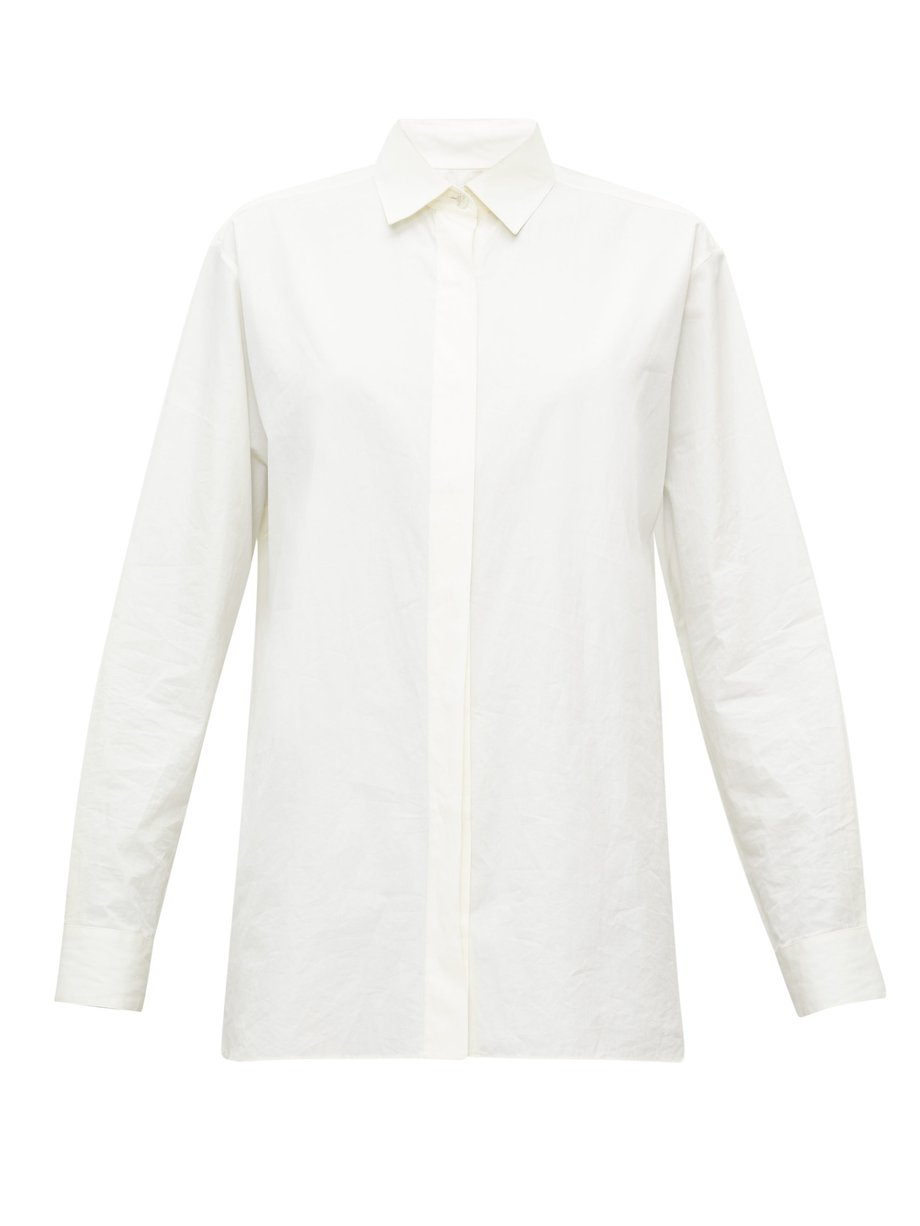 The Row White Big Sisea poplin shirt | 매치스패션, 모던 럭셔리 온라인 쇼핑