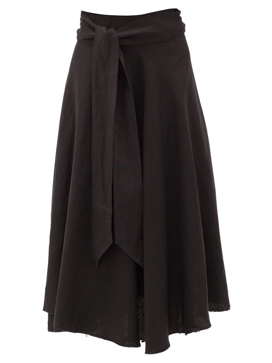 Tetouan linen wrap skirt Black FIL DE VIE | MATCHESFASHION FR