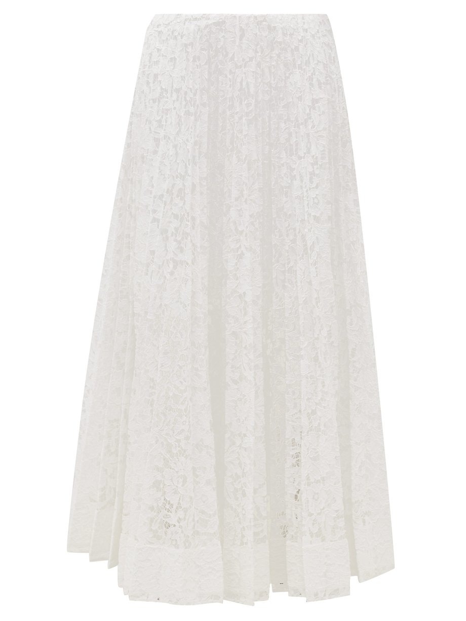 White Pleated lace midi skirt | Valentino | MATCHESFASHION US