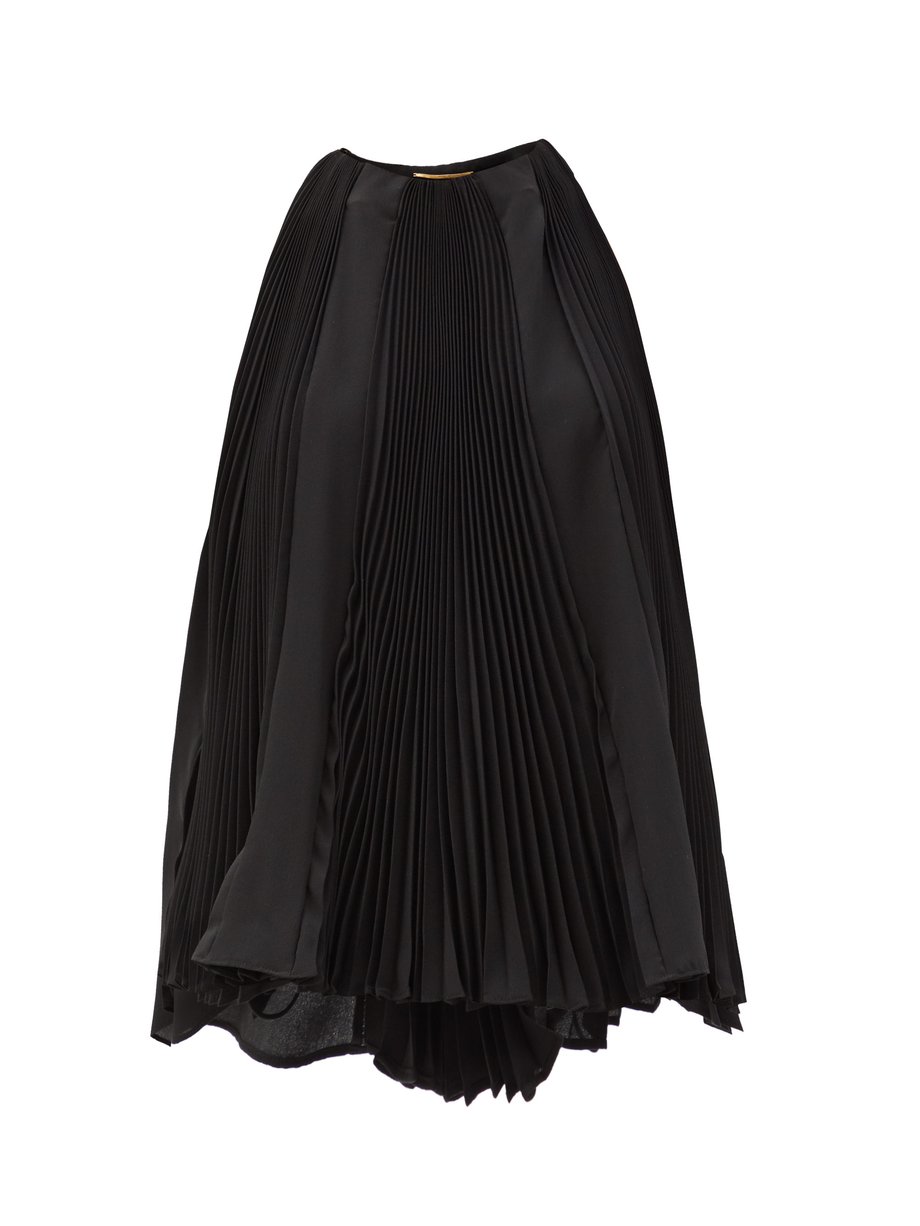 Black Pleated silk-georgette trapeze blouse | Saint Laurent ...