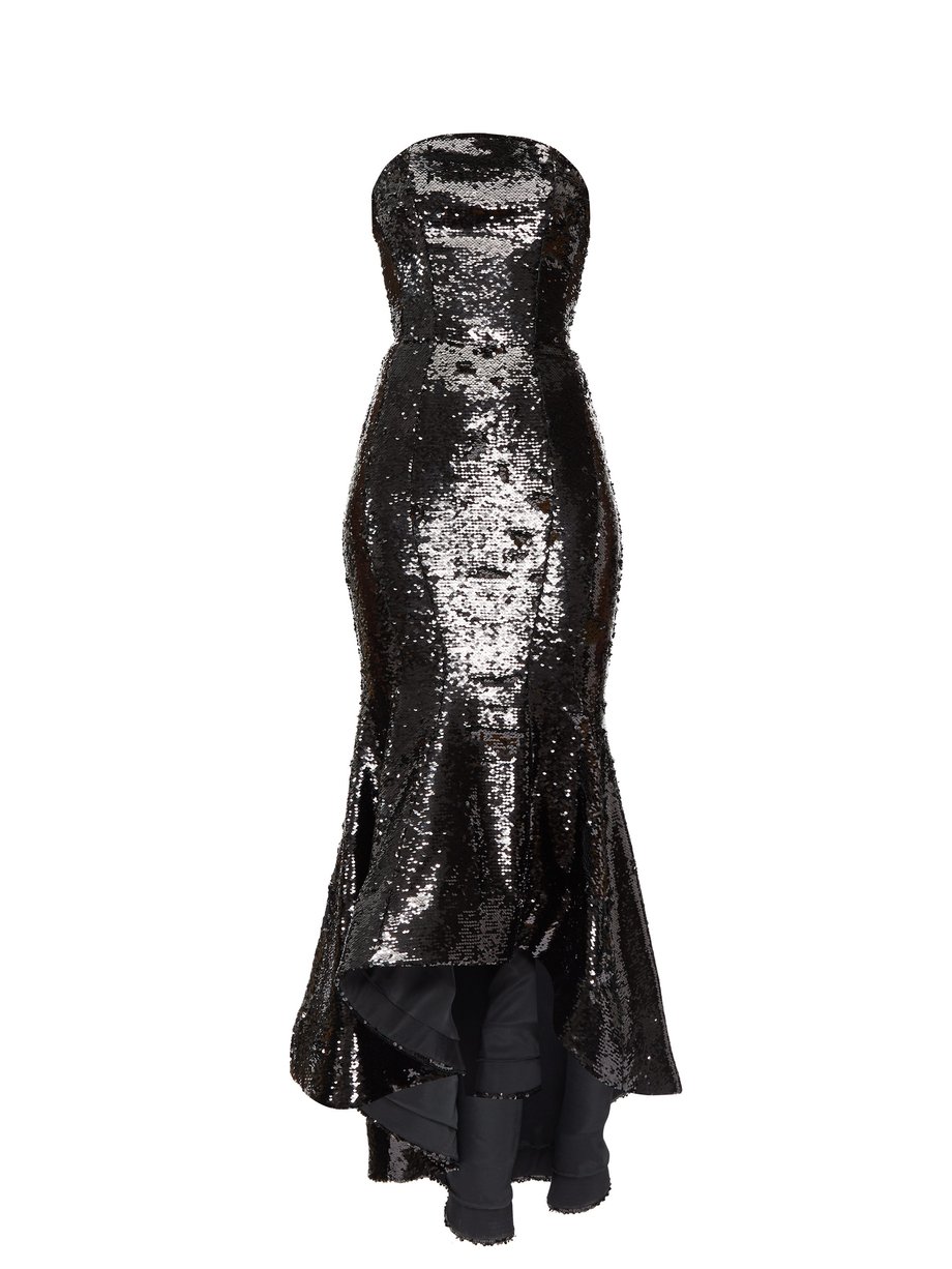 Black Sequinned strapless fishtail gown | Alexandre Vauthier ...