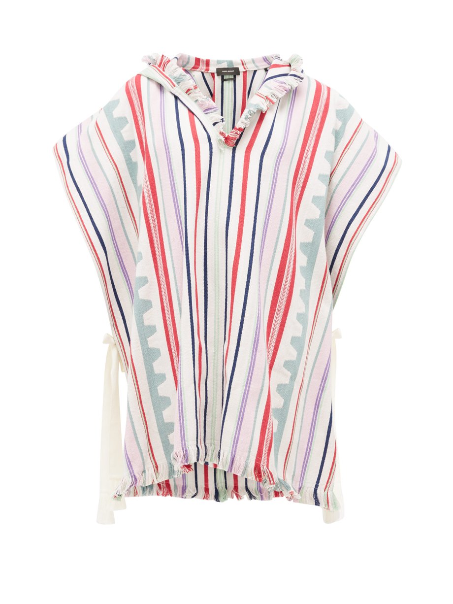 Udvinding løbetur tale Pilen striped hooded cotton-blend poncho White Isabel Marant |  MATCHESFASHION FR