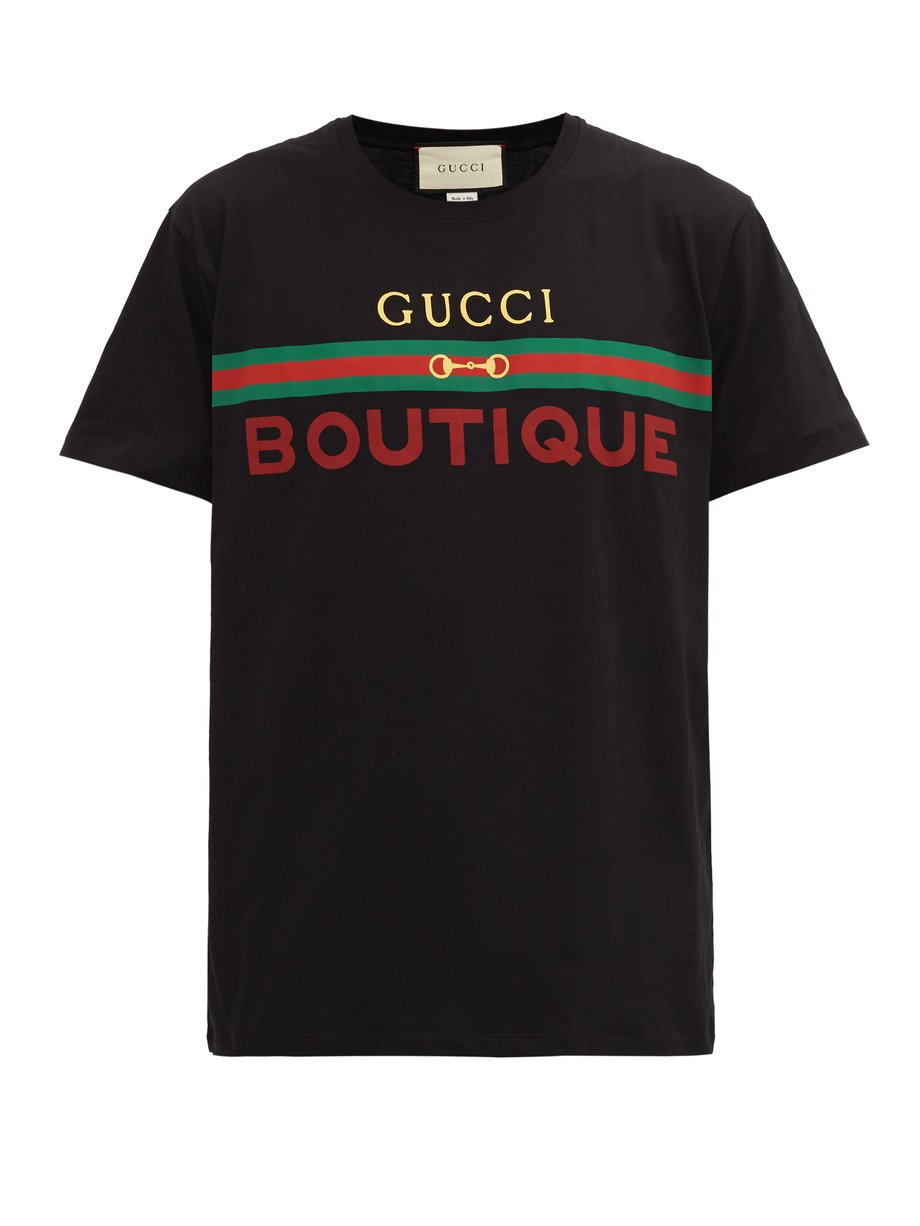 Black Boutique-print cotton-jersey T-shirt | Gucci | MATCHESFASHION US