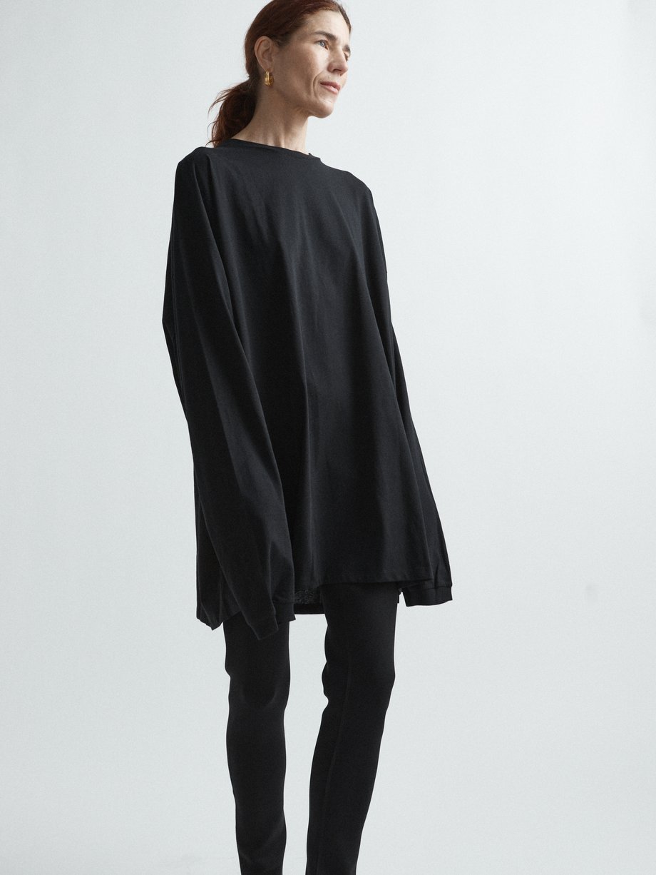 Black Oversized Recycled-yarn Cotton-blend T-shirt MATCHESFASHION Women Clothing Loungewear Sweats Womens 