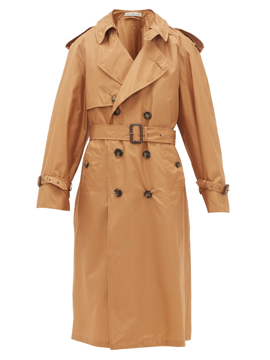 Brown Double-breasted silk trench coat | Umit Benan B+ | MATCHESFASHION US