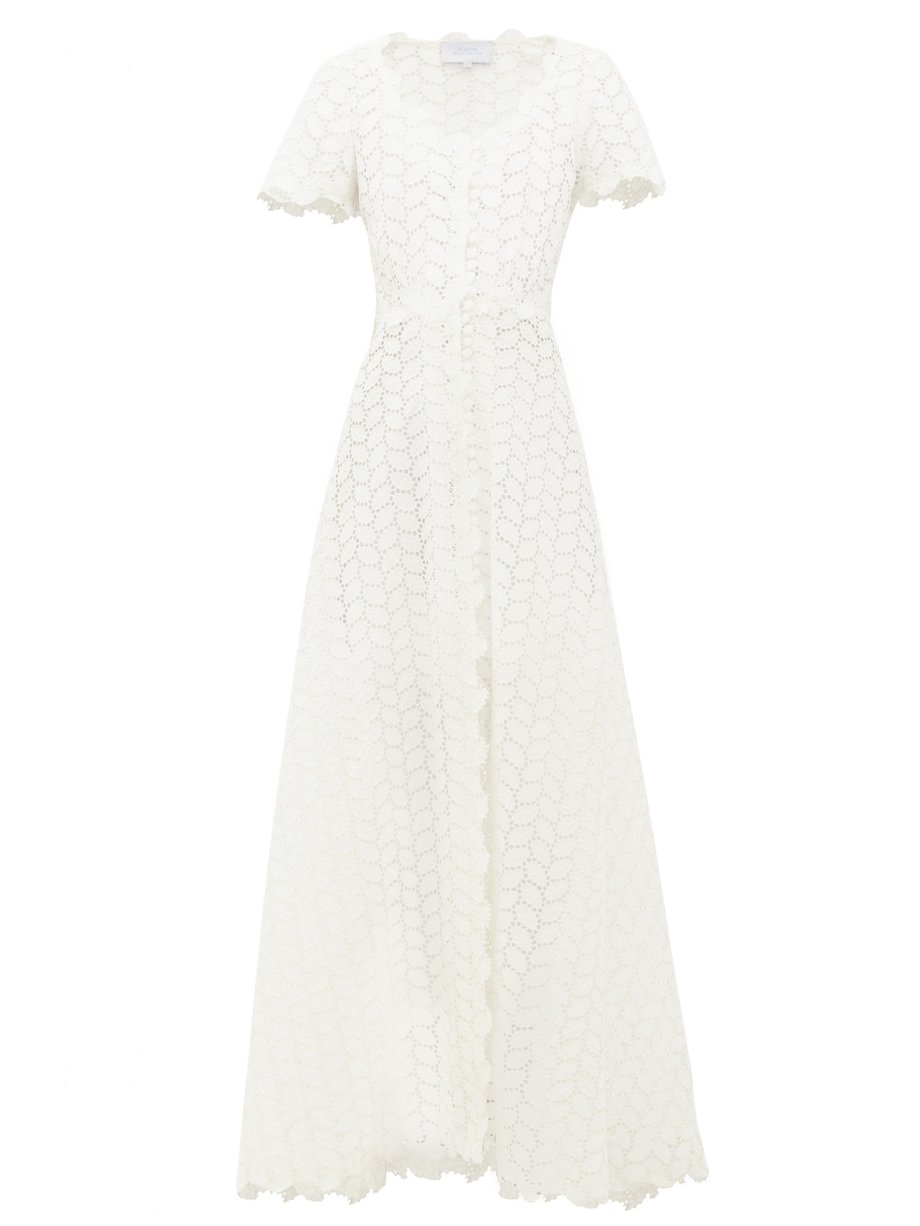 White Cotton-blend sangallo-lace maxi dress | Luisa Beccaria ...