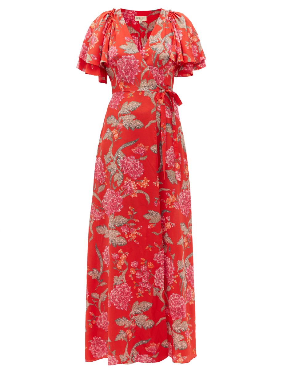 Print Florine dahlia-print silk crepe de Chine dress | Beulah ...