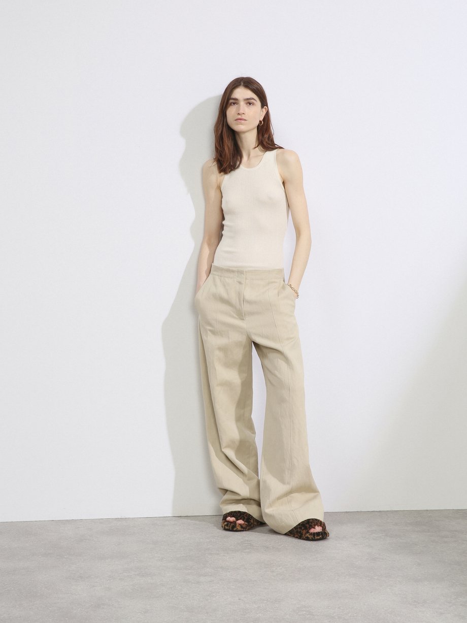 Light Beige Drawstring-waist Linen-blend Chino Trousers Womens MATCHESFASHION Women Clothing Pants Chinos 