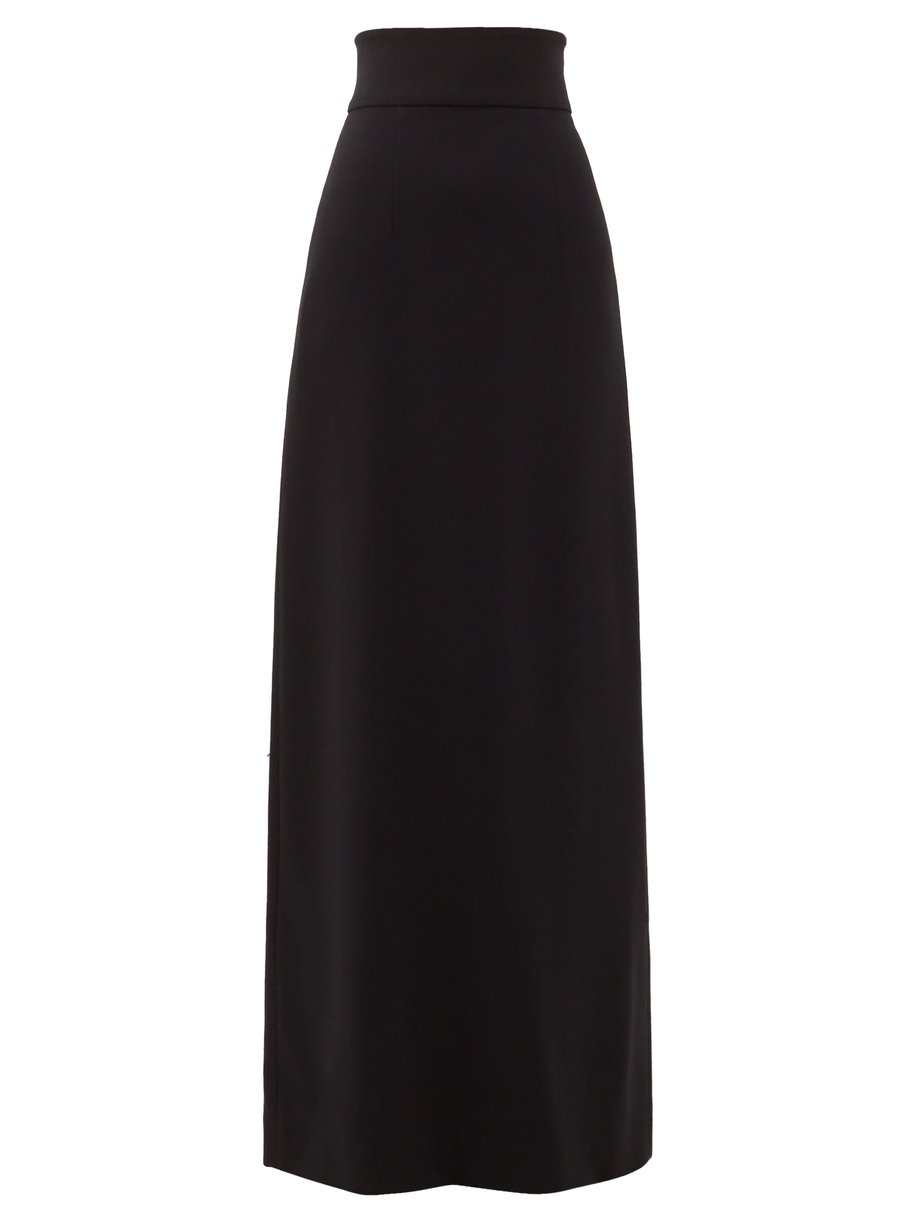 Black High-rise wool-blend tailored maxi skirt | Raey | MATCHESFASHION AU