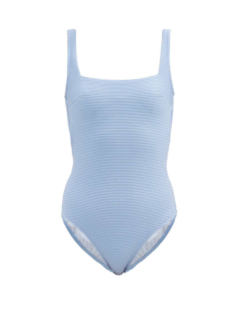 Blue Bora Bora laced-back ribbed-jersey swimsuit | Heidi Klein ...