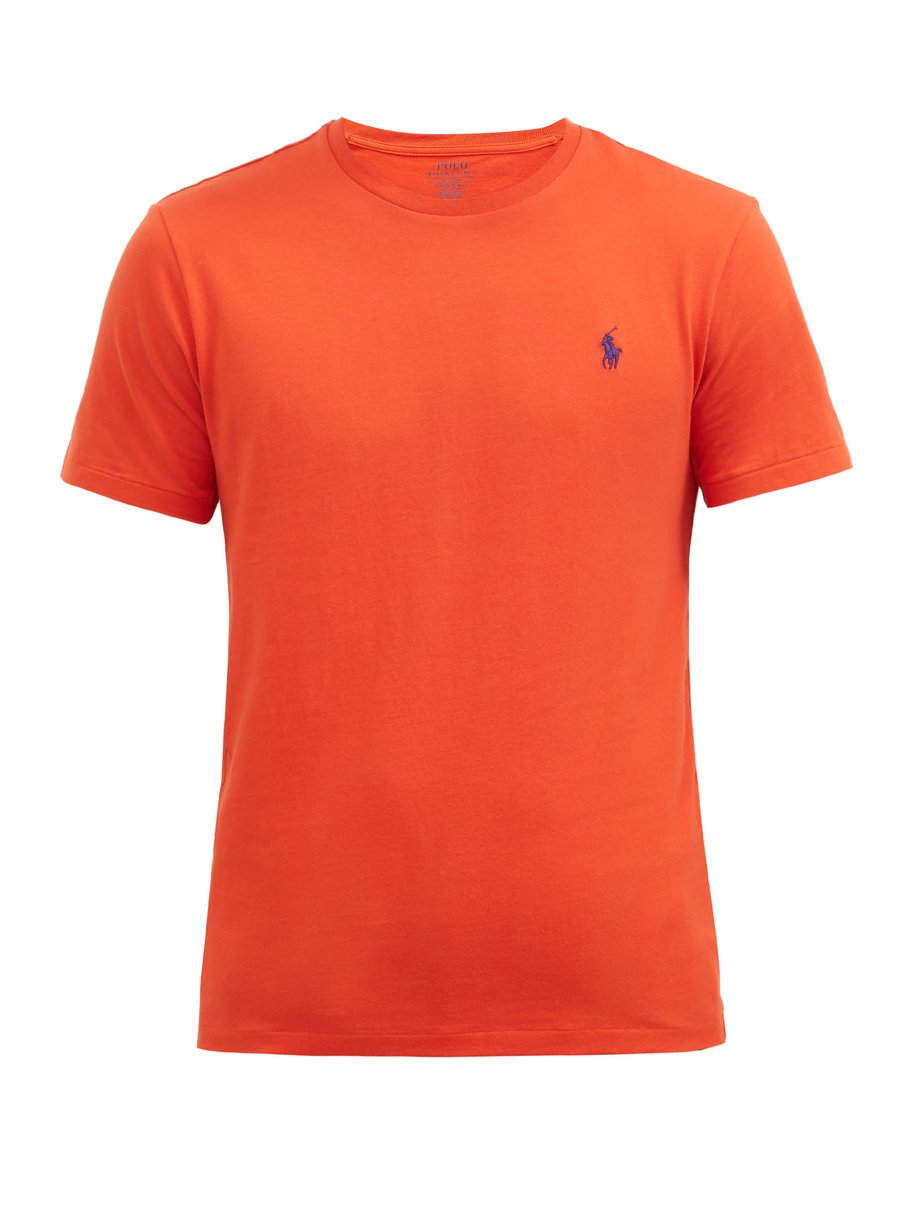 Orange Logo-embroidered cotton-jersey T-shirt | Polo Ralph Lauren ...