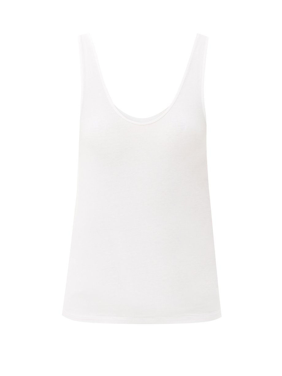 White Scoop-neck jersey tank top | Another Tomorrow | MATCHESFASHION US