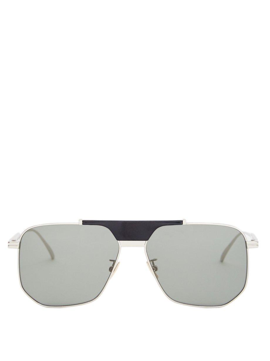 Bottega Veneta Metallic Aviator metal sunglasses | 매치스패션, 모던 럭셔리 온라인 쇼핑