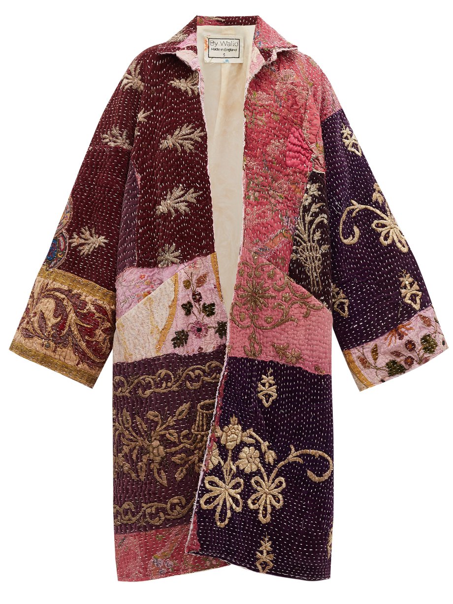 Print Liza floral-embroidered silk-velvet coat | By Walid ...