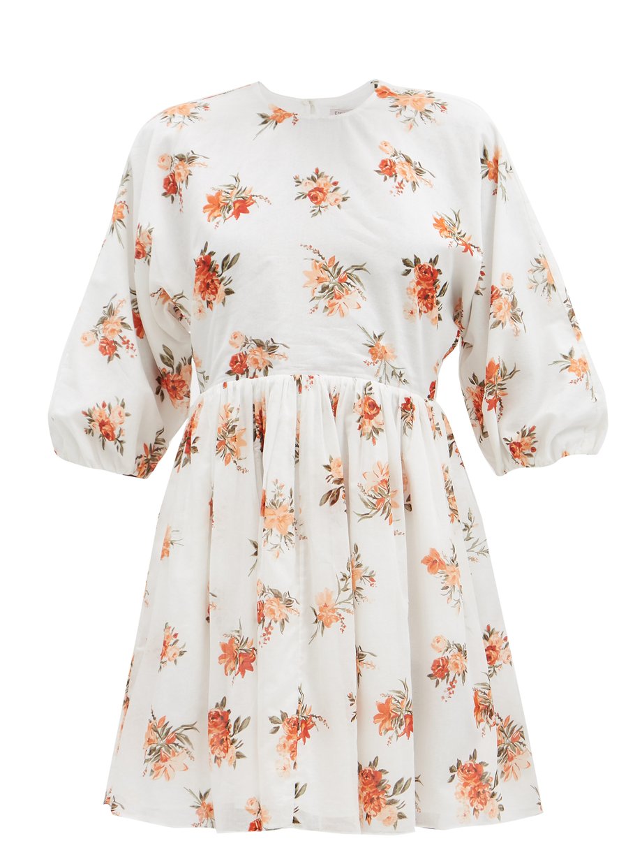 White Molly floral-print cotton-poplin dress | Emilia Wickstead ...