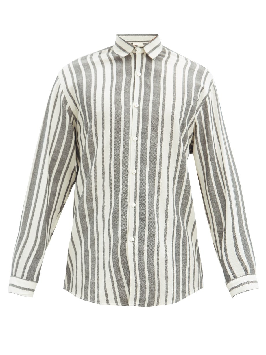 Cream multi Striped cotton-canvas shirt | Marrakshi Life ...