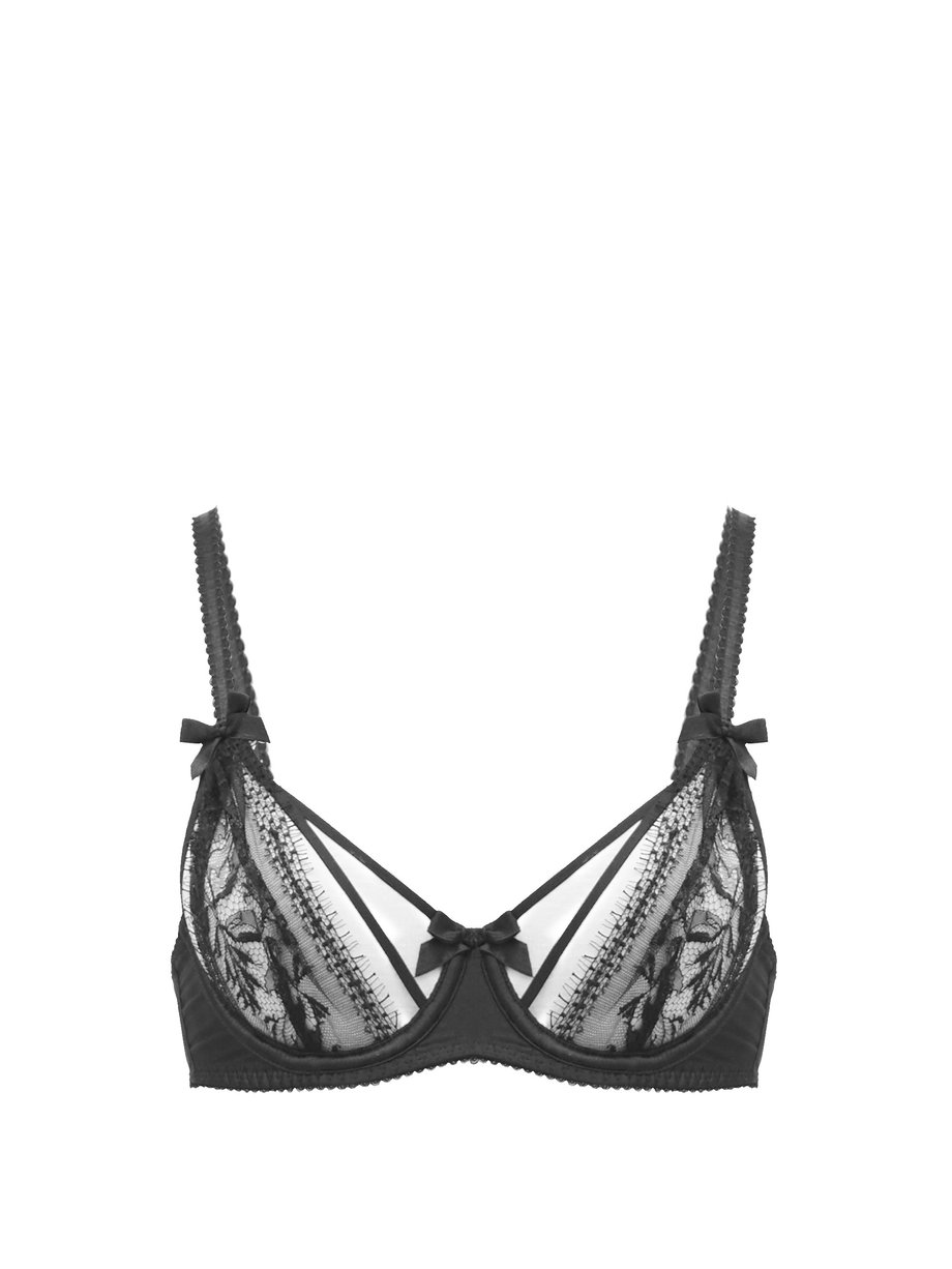 bruge greb dyr Black Tanya cutout lace and silk-blend satin bra | Agent Provocateur |  MATCHESFASHION US