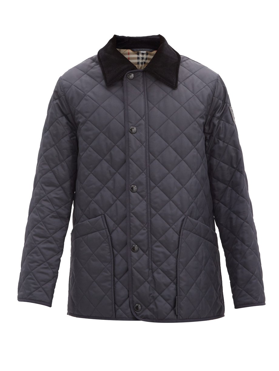Navy Cotswold Heritage check-lined quilted jacket | Burberry ...