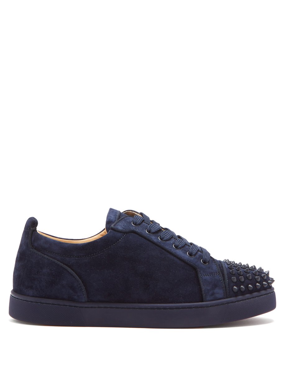 Navy Louis Junior spike-embellished suede trainers | Christian ...