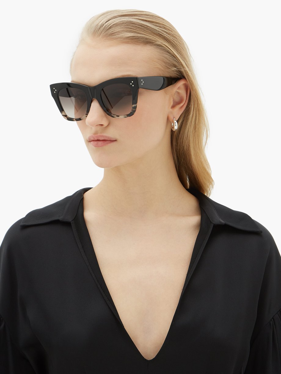 MATCHESFASHION Women Accessories Sunglasses Square Sunglasses Womens Black Multi Gradient Square Acetate Sunglasses 