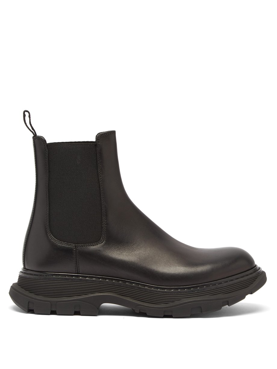 Alexander McQueen Black Hybrid raised-sole leather Chelsea boots | 매치스 ...