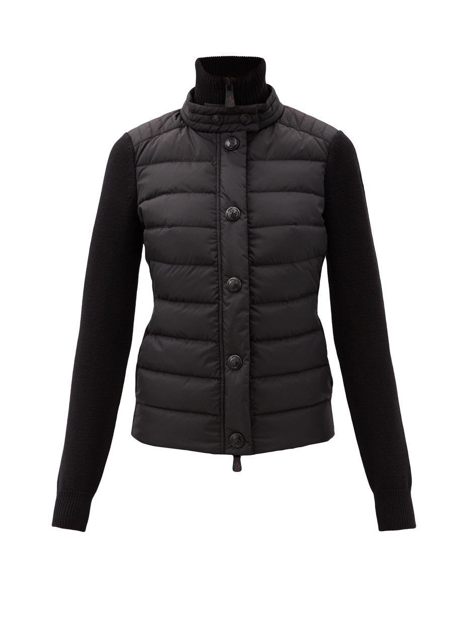 Black Tricot quilted down wool-blend cardigan | Moncler Grenoble ...