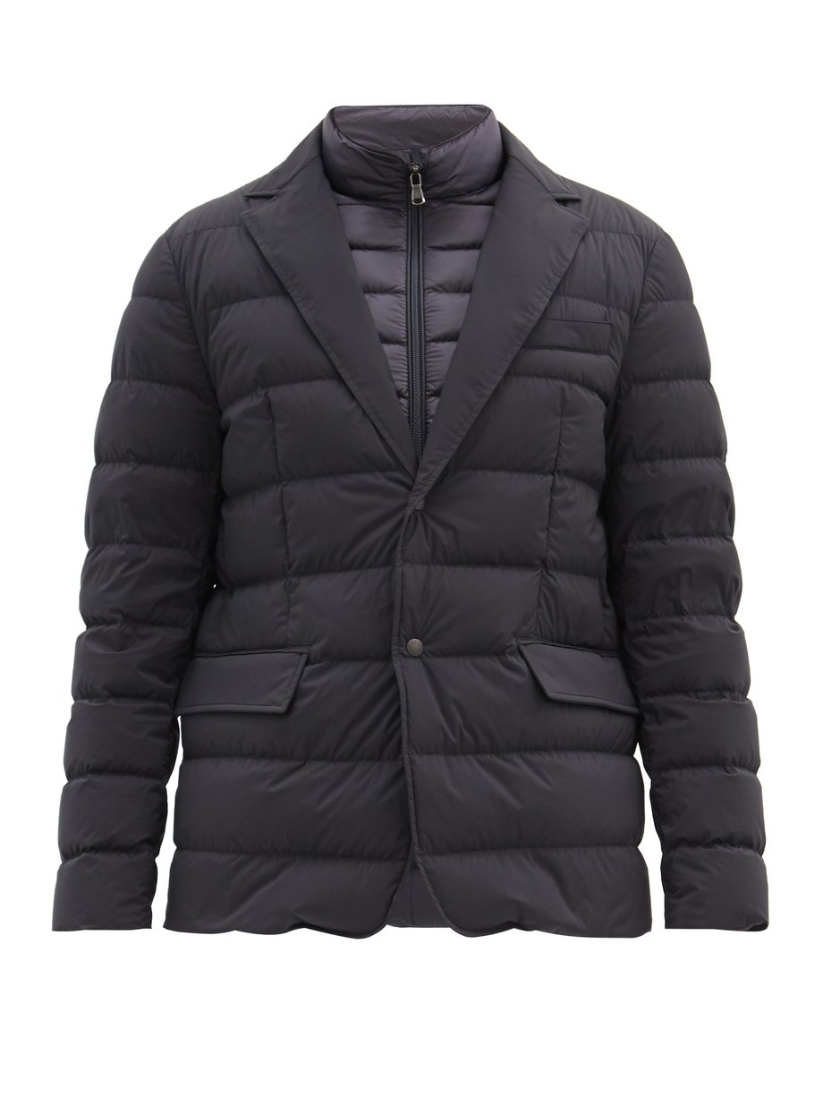 Navy Ferrandier single-breasted quilted down jacket | Moncler ...