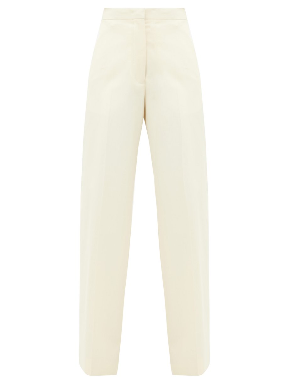 White Nicholas high-rise cotton wide-leg trousers | Jil Sander ...