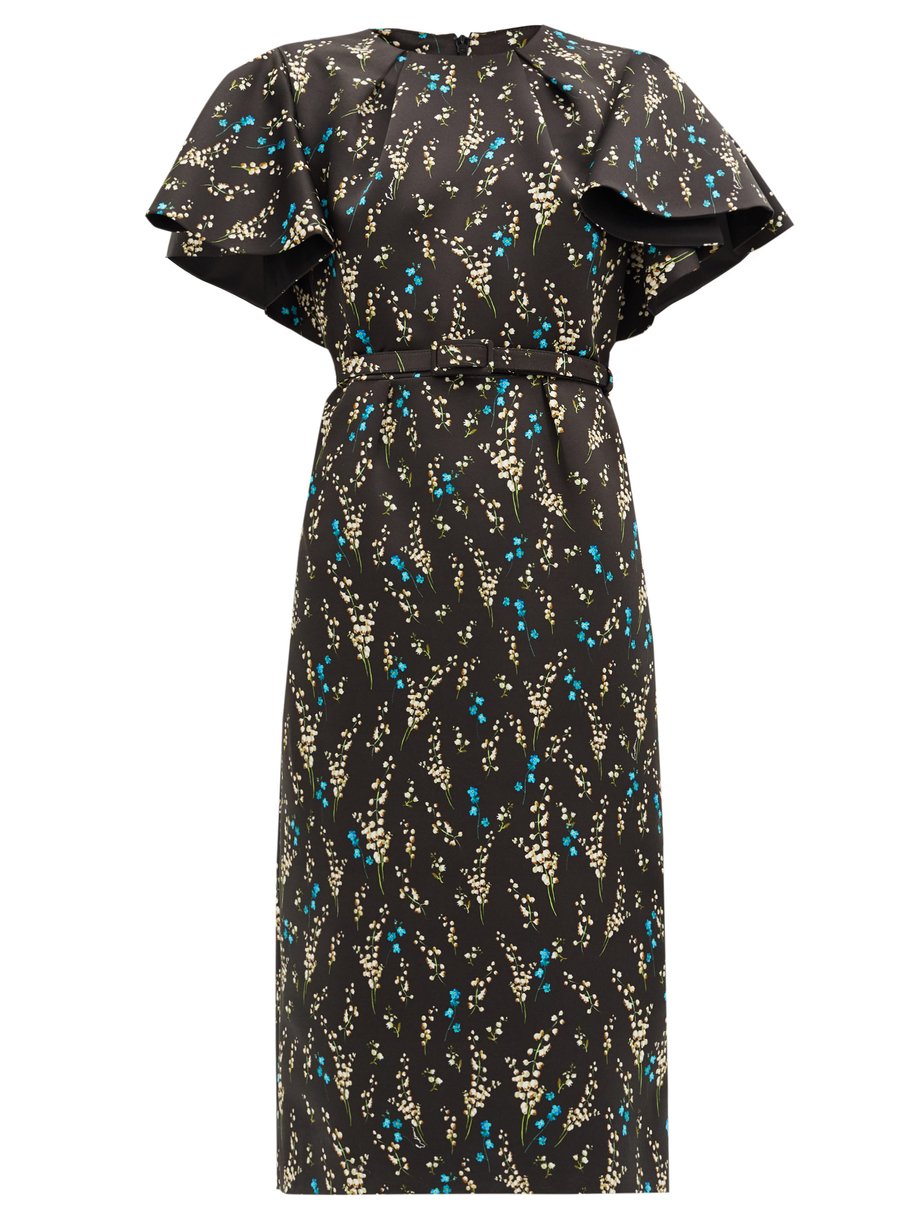 Black Gaia Willow Ditsy-print silk dress | Erdem | MATCHESFASHION US