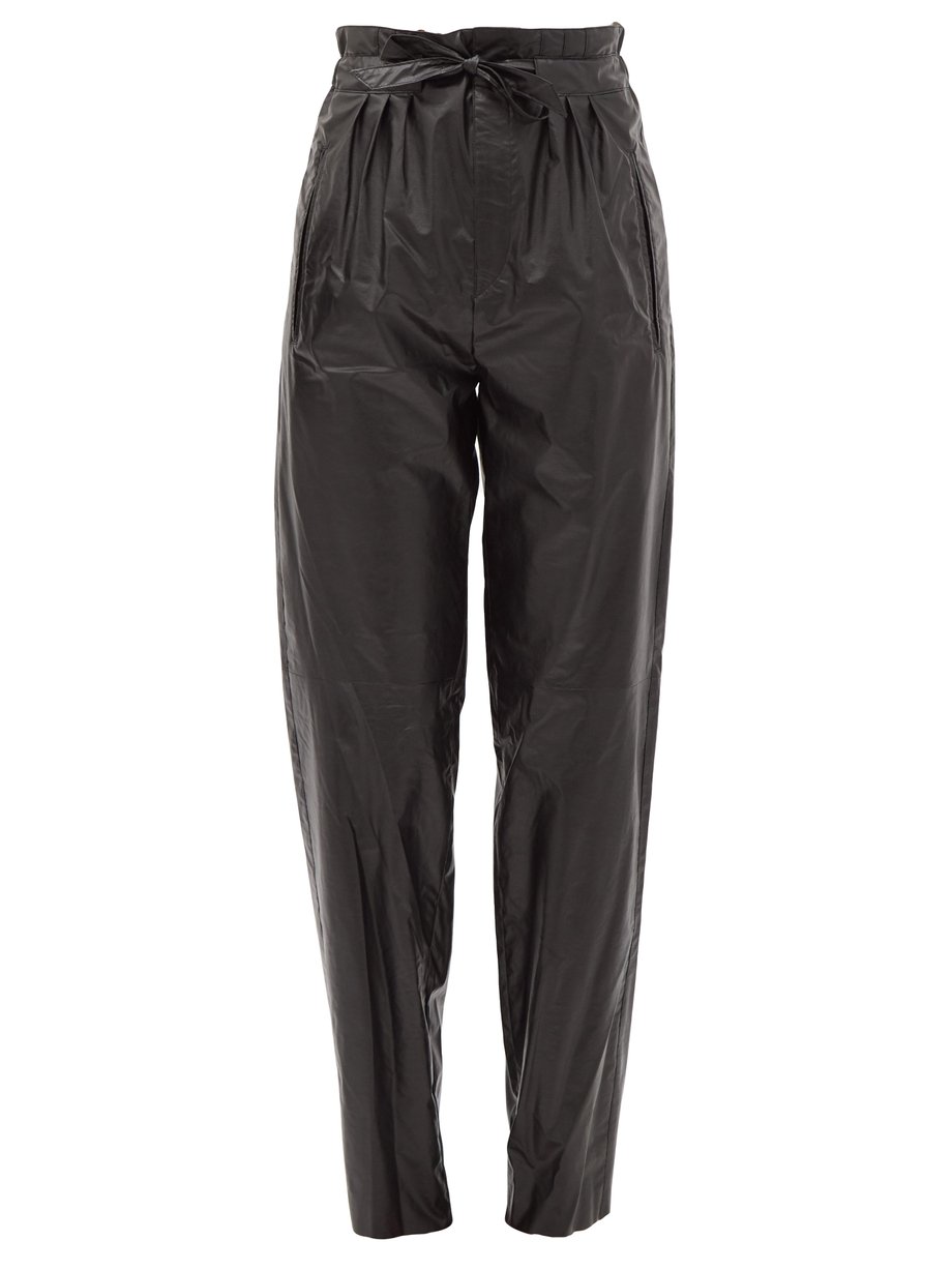 Isabel Marant Black Duard pleated faux-leather trousers | 매치스패션, 모던 럭셔리 ...