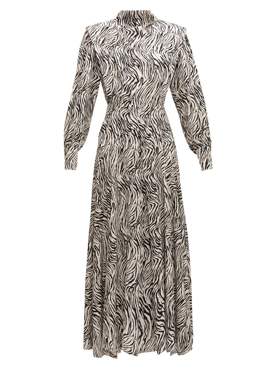 White Zakae zebra-print silk-blend dress | Isabel Marant ...