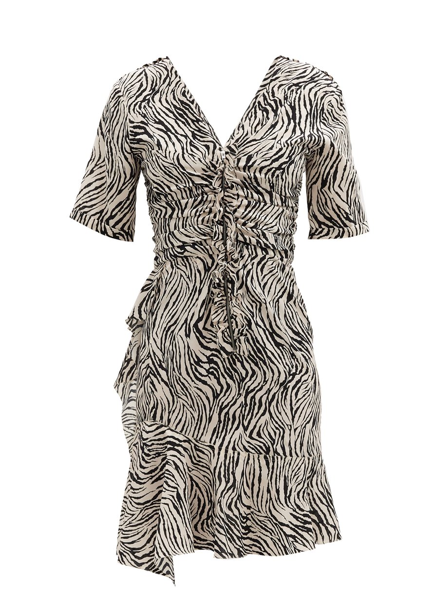 White Arodie zebra-print silk-blend dress | Isabel Marant ...