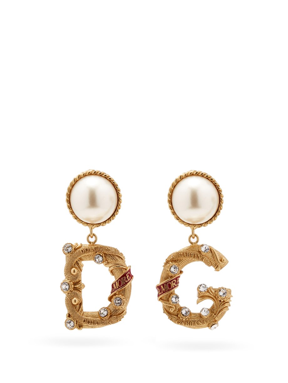 Metallic DG crystal-embellished clip earrings | Dolce & Gabbana ...